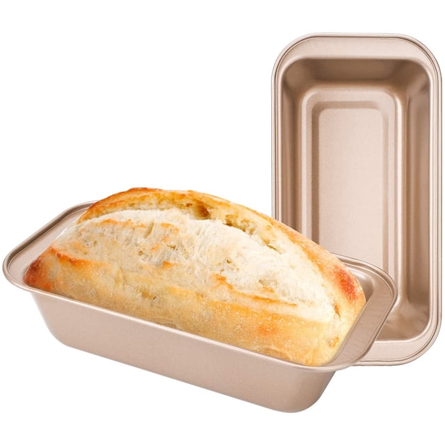 Loaf Pan Set of 2, Beasea 8.5 x 4.5 Inch Bread Baking Pans Nonstick Bakeware Golden Loaf Baking Pans, Carbon Steel Bread Loaf Pans