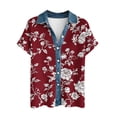 thumbnail image 5 of Craaazy Women's Casual Loose Floral Print Waffle Knit Collar Button Down Short Sleeve Top Breathable Lightweight Blouse, 5 of 5