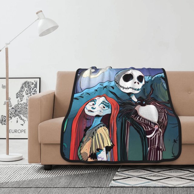 Manta de vellón de doble cara de Pesadilla antes de Navidad, súper suave y acogedora, manta de franela ligera y cómoda, manta de felpa cálida para sofá, cama, 40 x 50 pulgadas