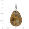 thumbnail image 2 of 925 Sterling Silver Poppy Jasper Necklace Pendant Charm Natural Shell Stone, 2 of 6