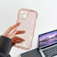 thumbnail image 4 of Compatible with iPhone 14 Case,Cute Clear Curly Wave Frame Shape Design with Camera Lens Protector Cover,Soft Slim Transparent TPU Full Protection Case for Women and Girls-Pink, 4 of 11