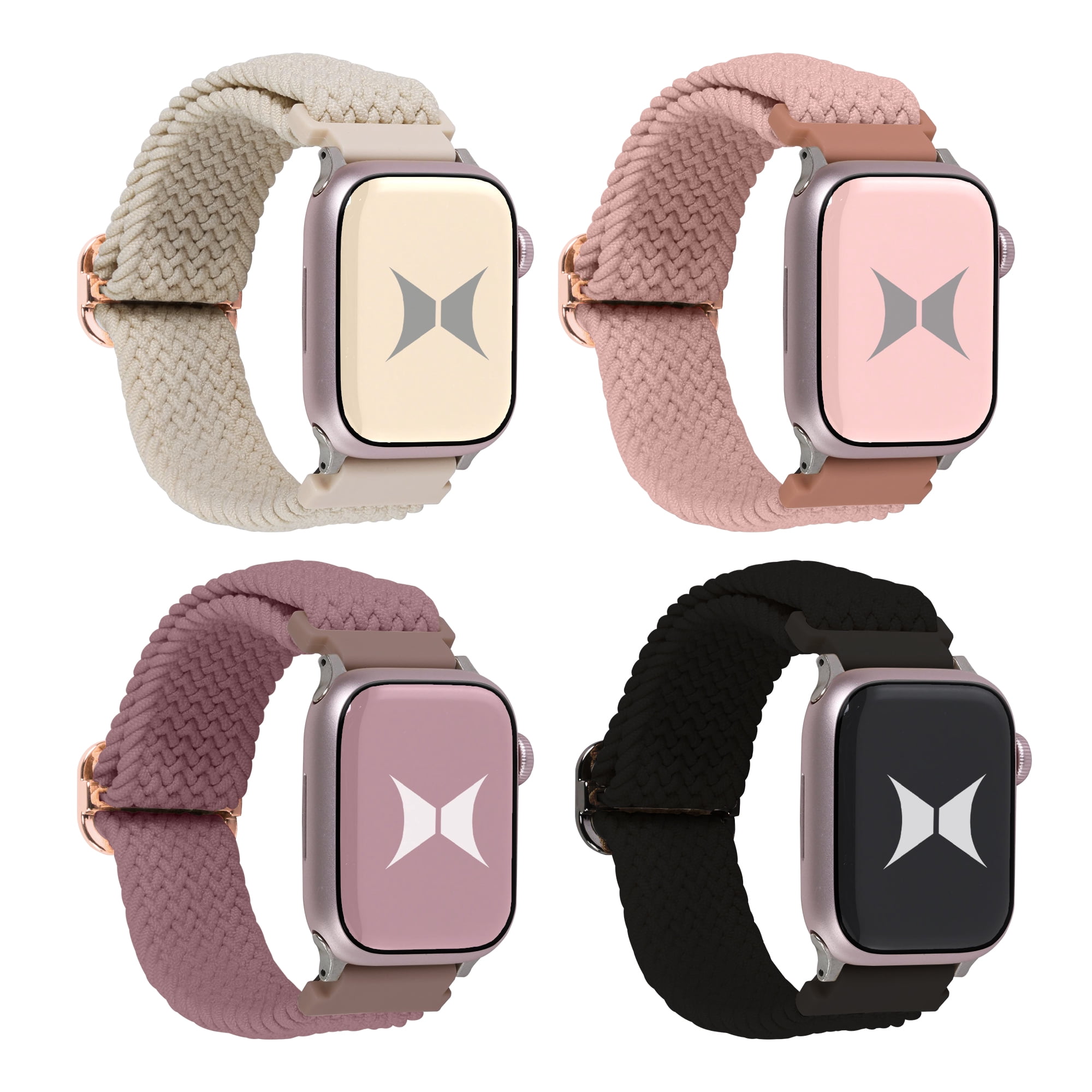 Xtreme Braided Elastic Smart Watch Band 4-Pack – Universal Fit, Adjustable, Compatible with Apple Watch, Samsung Galaxy and Garmin, Lightweight, Durable