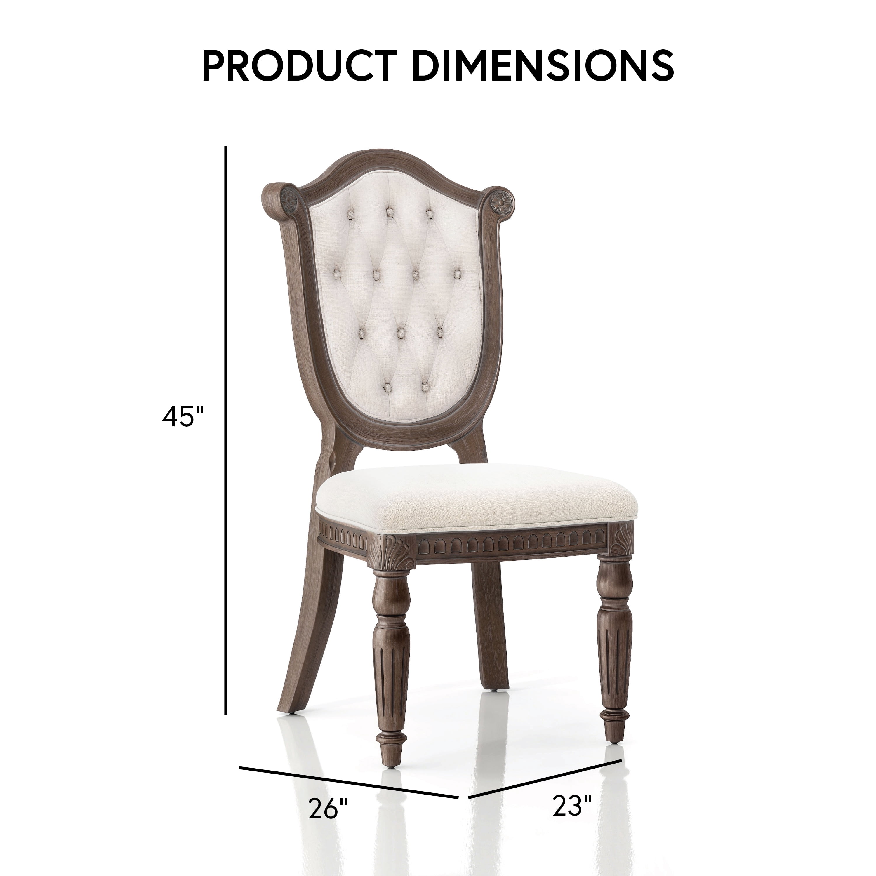 Furniture of America Feyric Rustic Solid Wood Indoor Side Chairs, Weathered Oak (Set of 2)
