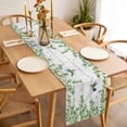 thumbnail image 3 of Spring Botanical Table Runner - 60 Inch Long, Kitchen Dining Table Runner Dresser Scarves, Watercolor Leaves Flowers Birds Gray Wood Farmhouse Decor for Coffee Tables Wedding Party Banquet, 3 of 8