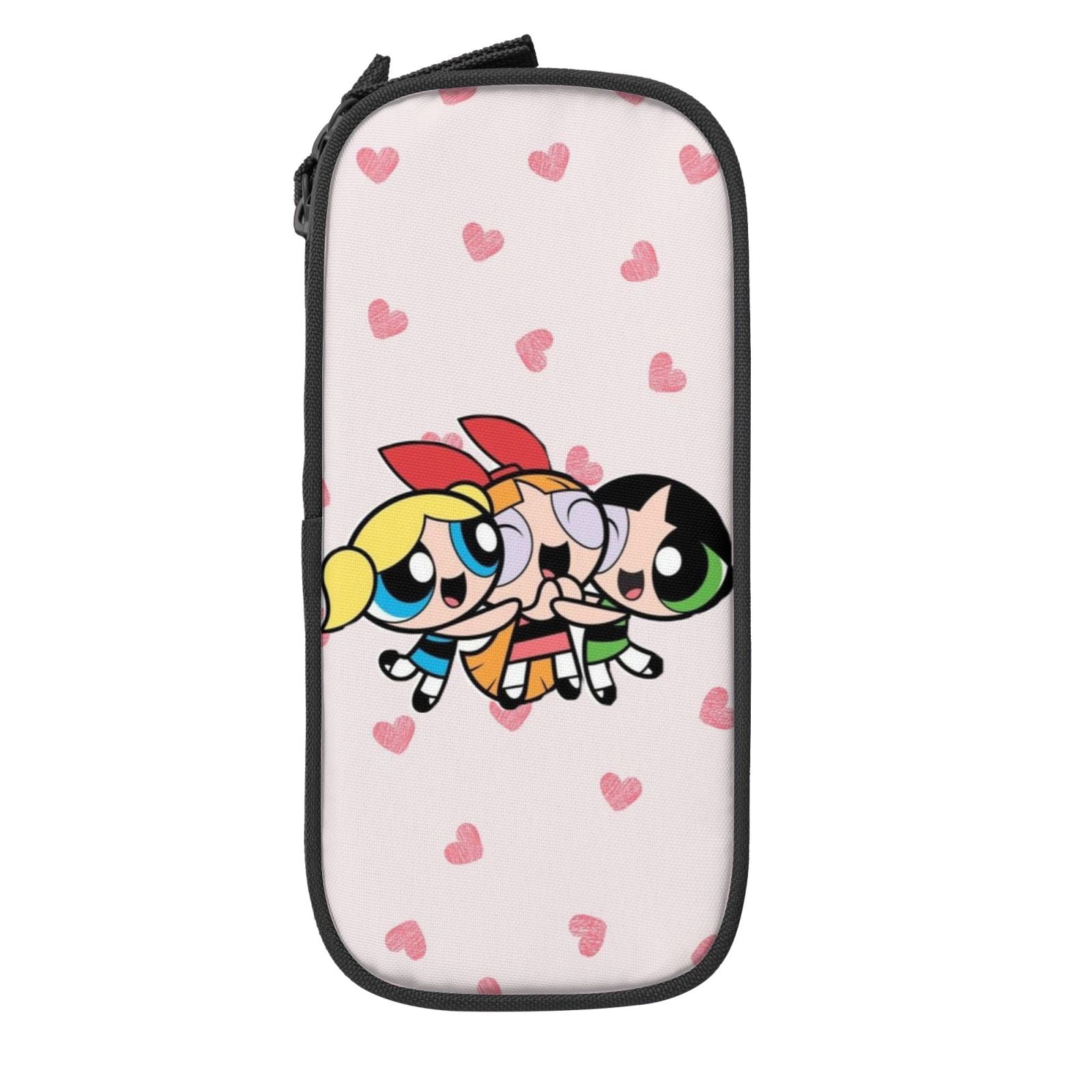 The Powerpuff Gi-rls Pencil Case Large Capacity Pencil Pouch Pen Bag Office Stationery Organizer Travel Makeup Bag Black