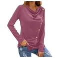 thumbnail image 1 of FAIWAD Women's Casual Tunic Tops Long Sleeve Button Down Solid Color Spring Summer Loose Slim Tops, 1 of 2