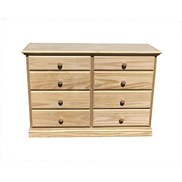 Commode en Bois 8 Tiroirs Pin Massif Non Fini Grand Commode Entièrement Assemblée