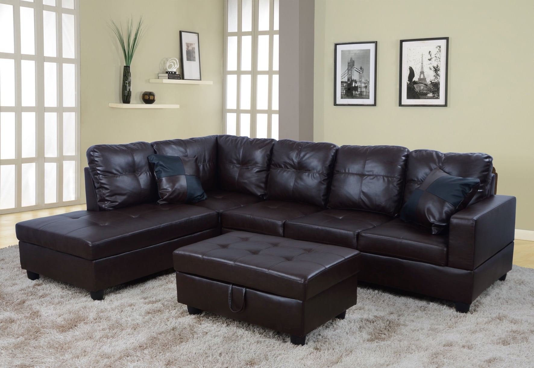 faux leather sectional sofa