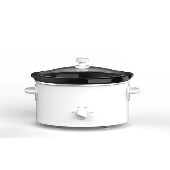 Mainstays 6 Quart Oval Slow Cooker, Arctic White with Glass Lid