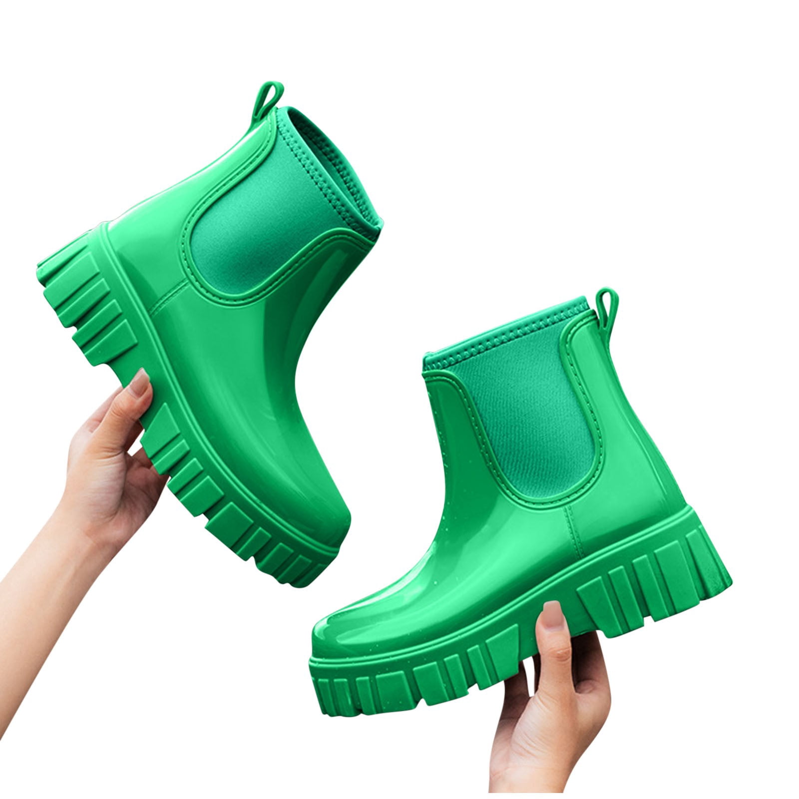 Wowcloth Women's Mid-Calf Rain Boots – Waterproof & Slip-Resistant Solid Color Design for Spring Summer Outdoor Wear, Japanese Style Casual Fashion