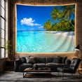thumbnail image 6 of Tropical Beach Photorealistic with Right Side Frame Tall, Mystical Fantasy for Space Lovers, Galaxy Room Decor, Housewarming Gift, Tapestry Wall Hanging for Bedroom and Dorm, 6 of 7
