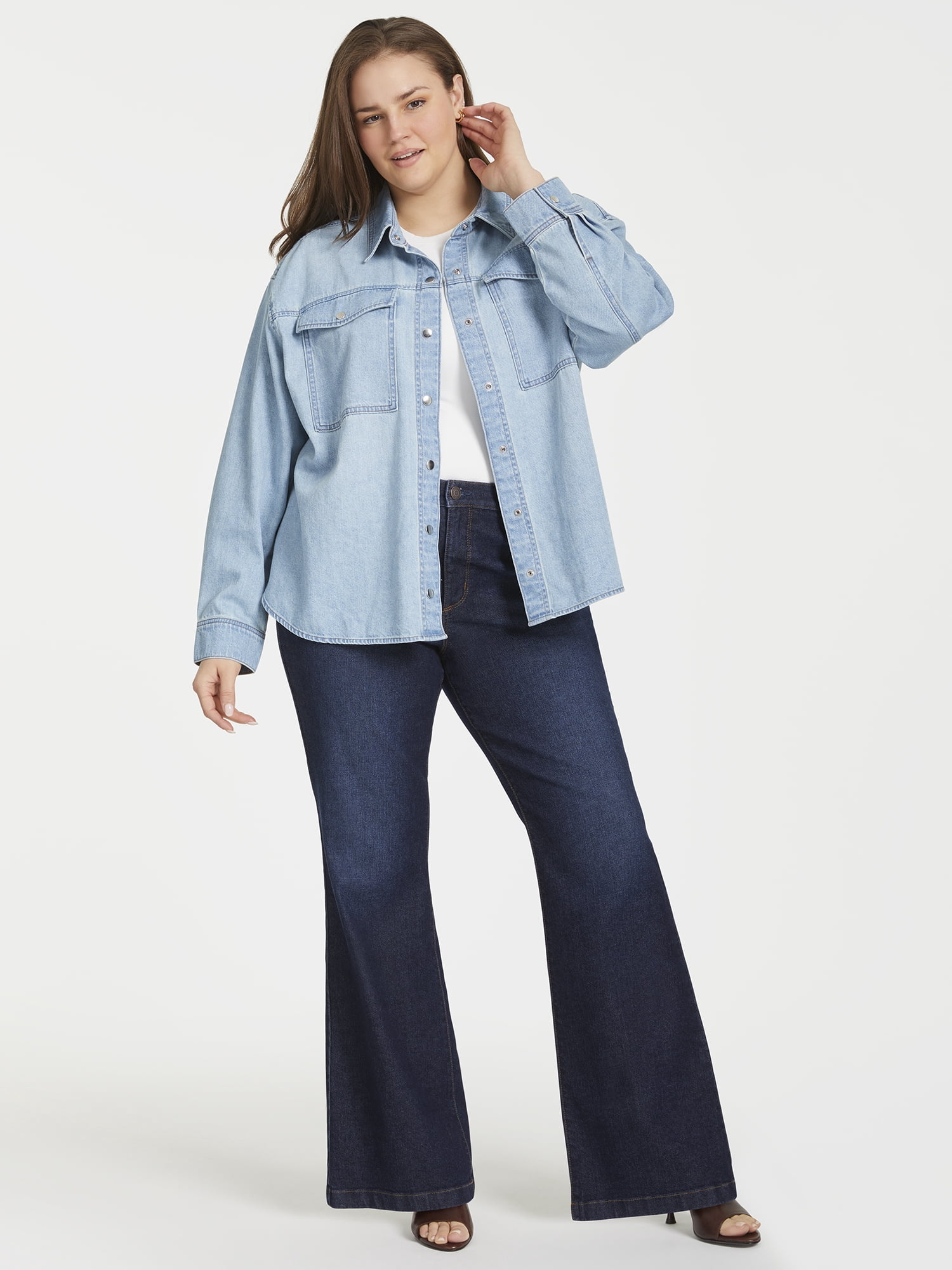 Sofia Vergara Women's Plus Size Relaxed Boyfriend Shirt Sizes 1X-4X