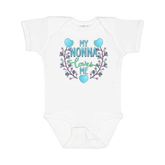 Inktastic My Nonna Loves Me with Flowers and Hearts Boys or Girls Baby Bodysuit