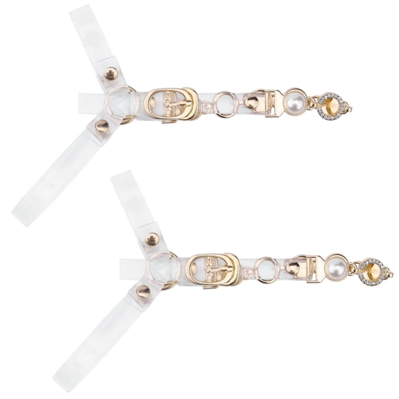 Women's Halloween's Halloween Detachable Shoe Straps Bands Adjustable Anti-Slip Faux Pearl Chain Shoe Straps Belts with Buckle for Heels 1 Pair Transparent One Size