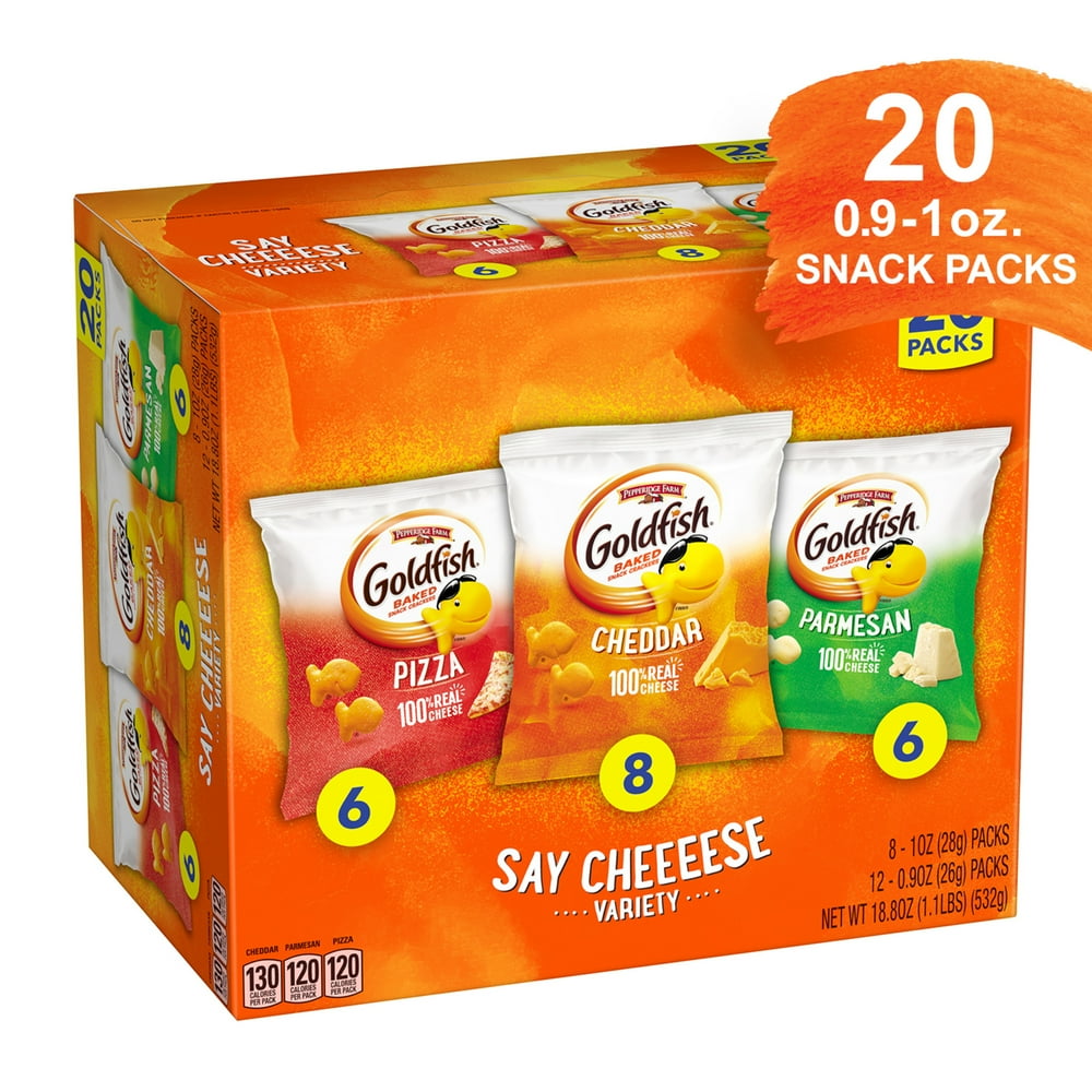 Goldfish Crackers Variety Pack with Cheddar, Pizza & Parmesan, 20ct