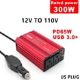 thumbnail image 1 of Car Inverter Converter 300W 150W DC12V to 110V 220V Cigarette Lighter To Sockets Power USB Inverter Adaptor Fast Charging PD65W, 1 of 10