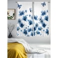 thumbnail image 3 of Navy Blue Floral Sheer Curtains 63 Inch Length 2 Panels Set Window Treatments, Spring Flowers Butterflies Watercolor Rod Pocket Semi Curtains for Living Room/Bedroom/Kitchen Décor, 104"W x 63"L, 3 of 7