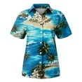 thumbnail image 6 of Huresd Hawaiian Shirts for Women Palm Tree Button Down Short Sleeve Holiday Tropical Blouse Sky Blue 2XL, 6 of 6