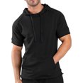 thumbnail image 2 of CIENVNSTG New Mens Hoodies Sweatshirts Short Sleeve Men Hoodies Sweatshirt Casual Solid Color Man hoody For Male Hooded Black S, 2 of 5