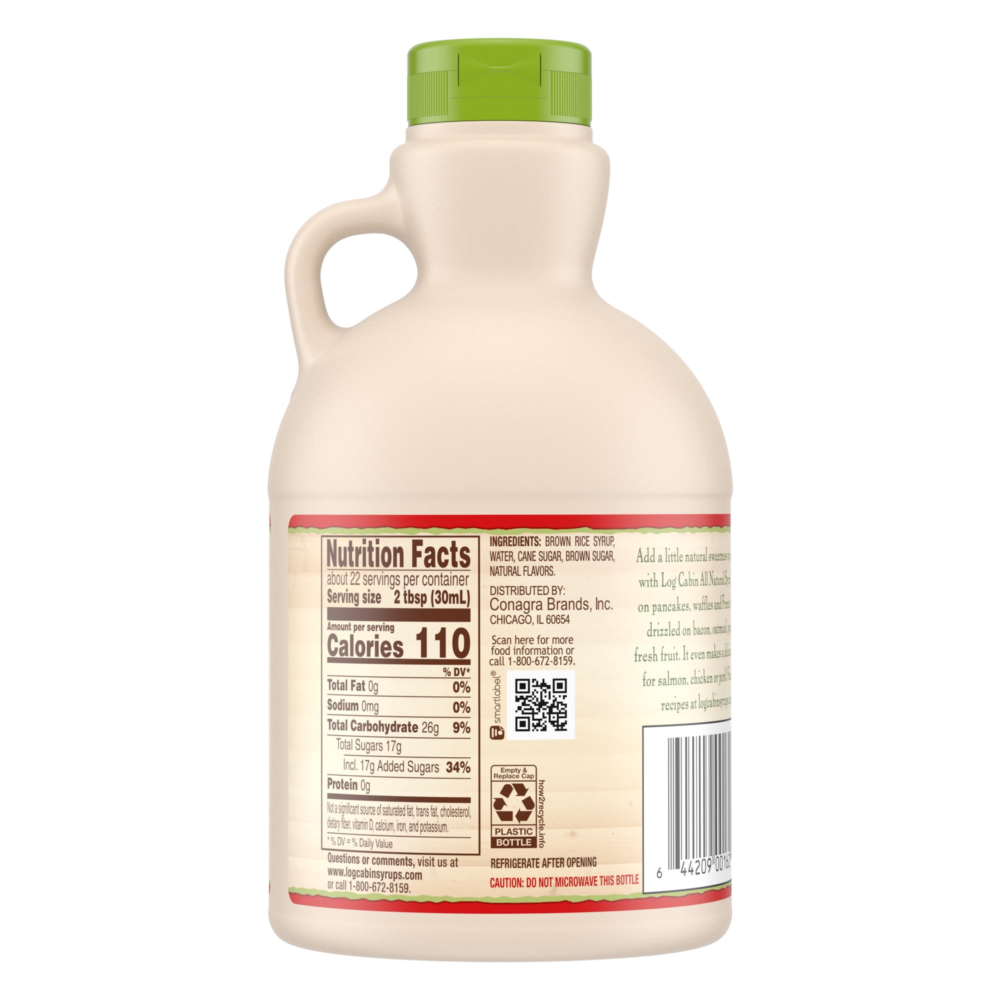 (8 pack) Log Cabin All Natural Table Syrup, 22 FL OZ