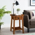 thumbnail image 4 of Leick Home 9056-RS Mission Round End Table with Drawer, Made with Solid Wood, Side Table for Living Room, Bedroom, and Office, Russet Finish, 4 of 21