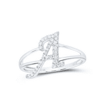 10K White Gold Round Diamond Letter / Initital "A" Splilt Shank Ring 1/5 CT.
