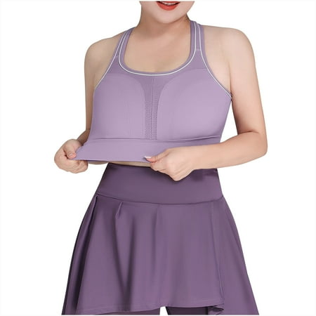 Plus Size Sports Bras for Curvy Women Large Bust Backless Wireless Push Up Bra Gather Breathable Supportive Crop Tank Tops  Purple  XL