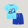 thumbnail image 2 of ATAIKU 2-7T Boys 2-Piece Summer Pajamas Set T-shirt + Shorts 100% Cotton Pjs for Toddler - Excavator, 2 of 6