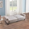 thumbnail image 4 of Pemberly Row 87.8'' Convertible Cream Velvet Sofa Bed Sleeper, 4 of 9
