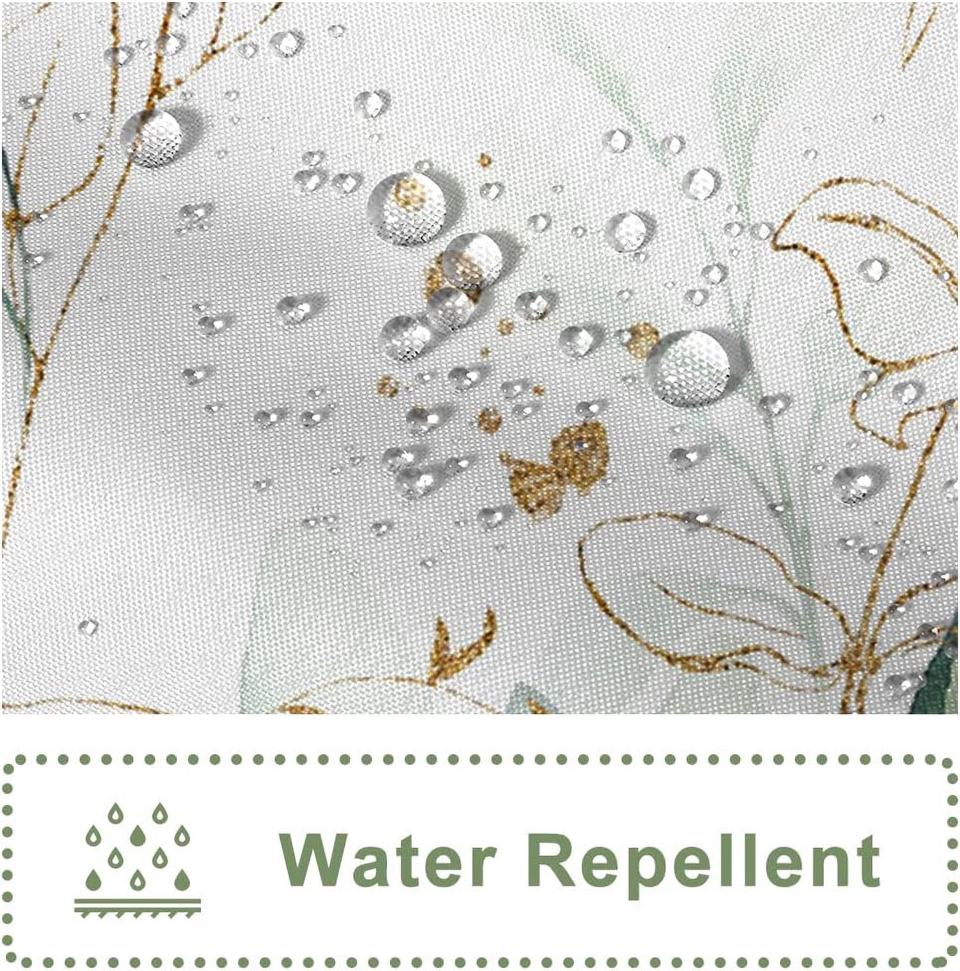 Eucalyptus Shower Curtain, Spring Sage Green and Gold Abstract Leaves Shower Curtain Set for Bathroom Waterproof Fabric Watercolor Botanical Bathroom Decor with Hooks, 72x84 Inch