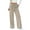 Khaki, variant on Women's Striped High Waist Wide Leg Pants, Elastic Tie Waist Knit Trousers with Pockets, Casual Baggy Sweatpants for Daily Wear, Loose Fit Drapery Trousers with Floor Length Design AG L