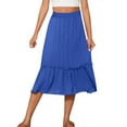 thumbnail image 6 of Aofany Women Plus Size Long Midi Skirts Elastic High Waist A Line Ruffle Swing Beach Midi Skirt, 6 of 8