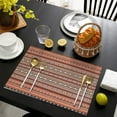 thumbnail image 3 of Nordic Style Vintage Bohemian Flax Placemats Set of 6, 12x18 Inch Boho Chic Rustic Tribal Artistic Ethnic Patterns, Washable Earthy Style Table Mats for Dining, 3 of 5