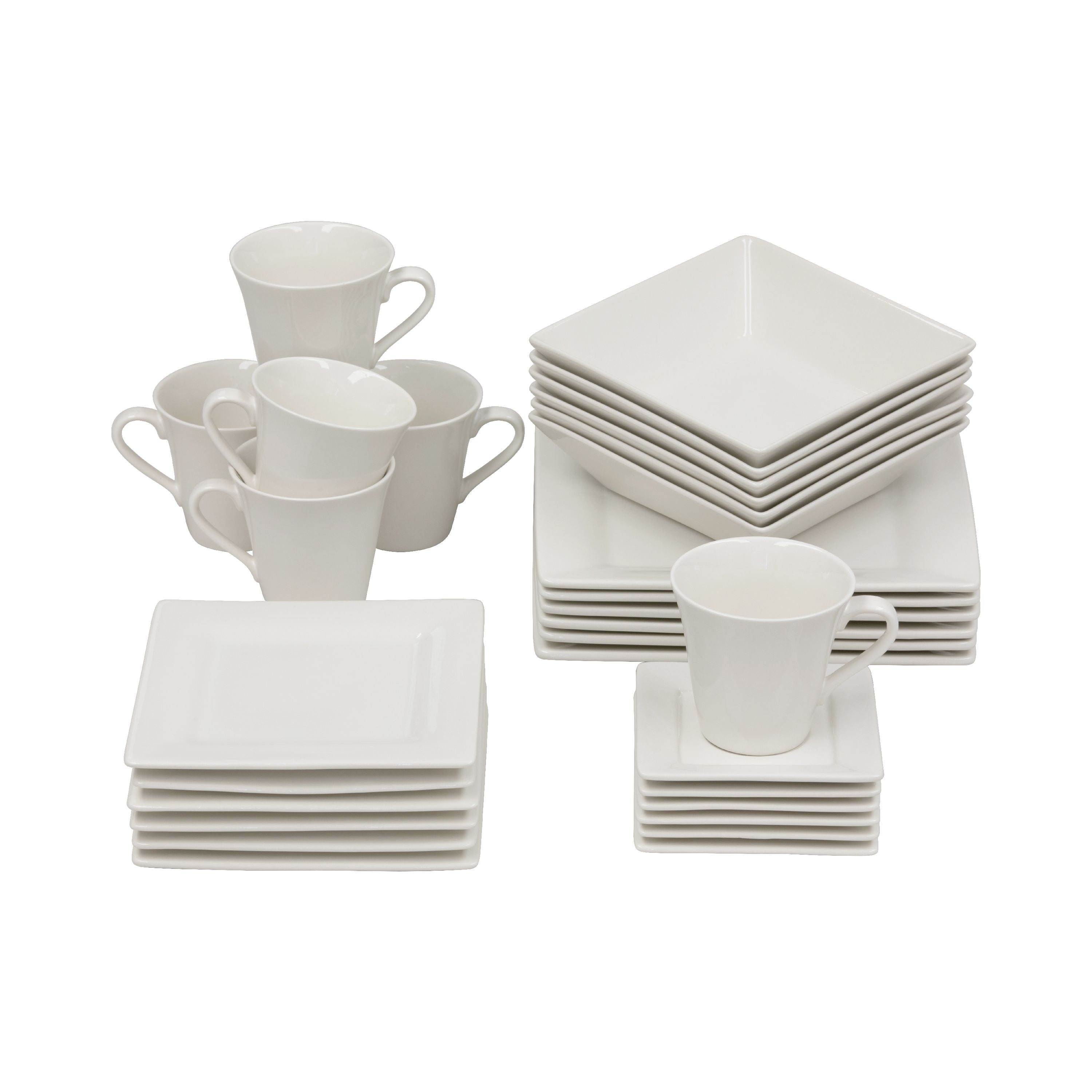 10 Strawberry Street Nova Square 30 Piece Stoneware Dinnerware Set - Cream/White