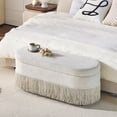 thumbnail image 4 of S-HOME Multi-Functional Oval Storage  Upholstered Ottoman with Lift-Top Lid and Metal Legs 39 Inches for Extra Seating and Clutter-Free Organization, Beige, 4 of 9