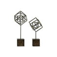 thumbnail image 1 of Metal Abstract Sculpture On Square Stand, Set of 2, Gunmetal Gray, 1 of 1