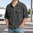 thumbnail image 2 of Afdoent Mens Polo Shirts Casual Half Sleeve Shirt Solid Color With Knit Front Pockets For Work Office Daily Wear Fashion, 2 of 4