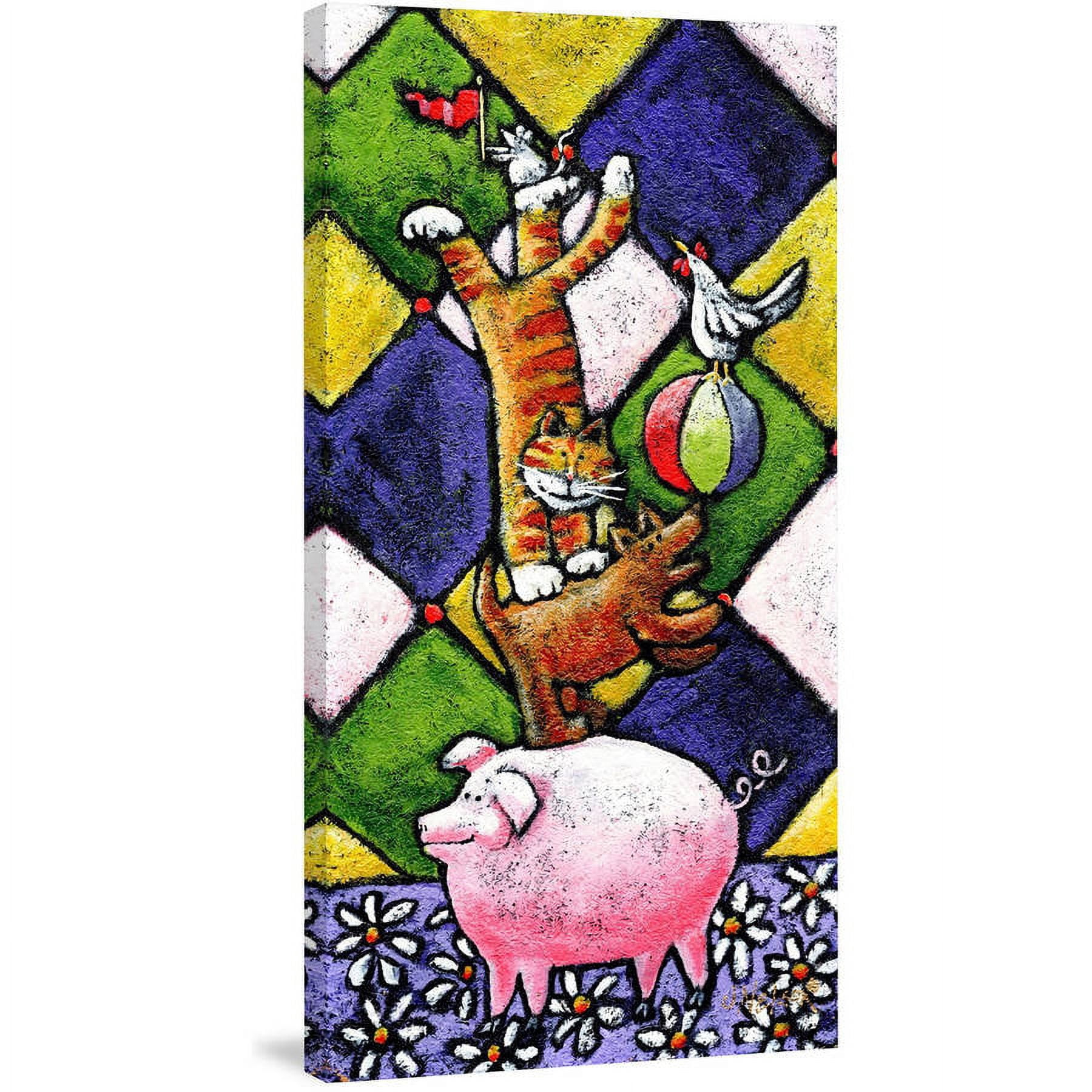 Marmont Hill 'Farm Animals Stackers' by Janet Nelson Painting Print on Wrapped Canvas