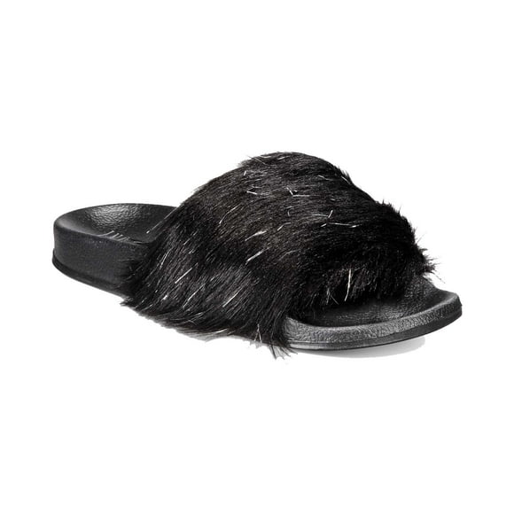 INC International Concepts Women’s Faux-Fur Slide Slippers, Black, Small