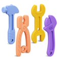 thumbnail image 1 of Juguetes para bebés de 0 a 6 meses, paquete de 4 de grado alimenticio, silicona sin BPA para bebés, juguetes para masticar para recién nacidos, niños y niñas, chupar y morder, 1 of 5