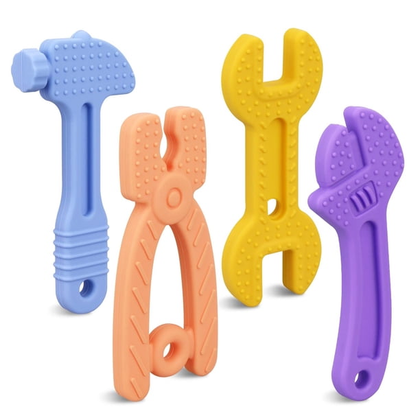 Juguetes para bebés de 0 a 6 meses, paquete de 4 de grado alimenticio, silicona sin BPA para bebés, juguetes para masticar para recién nacidos, niños y niñas, chupar y morder