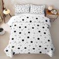 thumbnail image 2 of Manfei Modern Stars Twin Quilt Set,Kawaii Cartoon Theme Twin Coverlet Set,Black White,Black Reversible,2 Pieces,1 Bedspread and 1 Pillowcase, 2 of 7