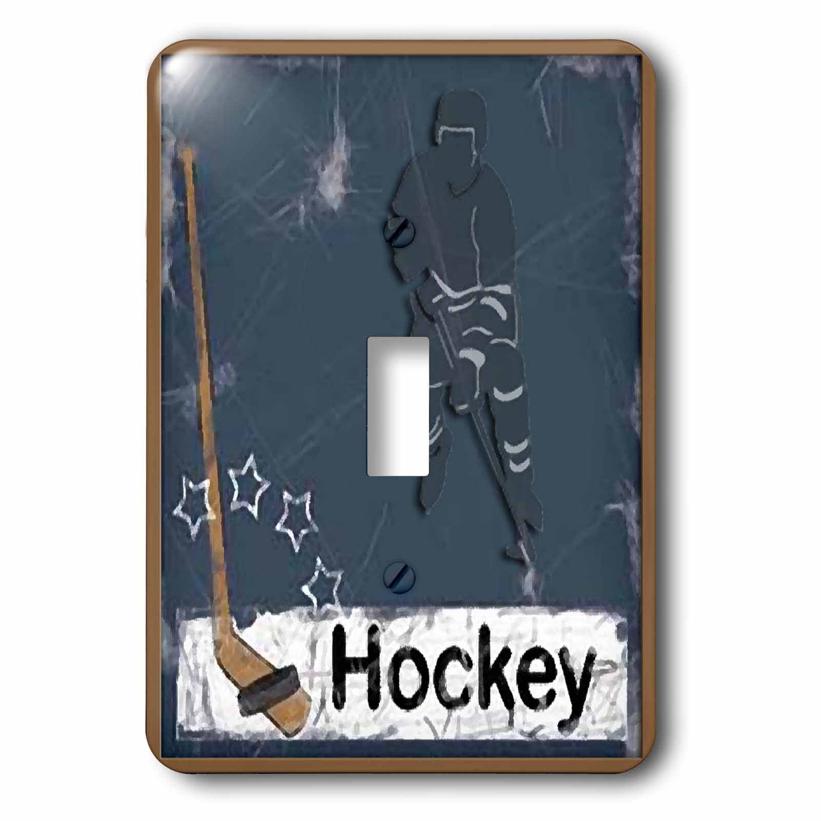 3dRose lsp_38274_1 Hockey Player With Stick On Single Toggle Switch White 