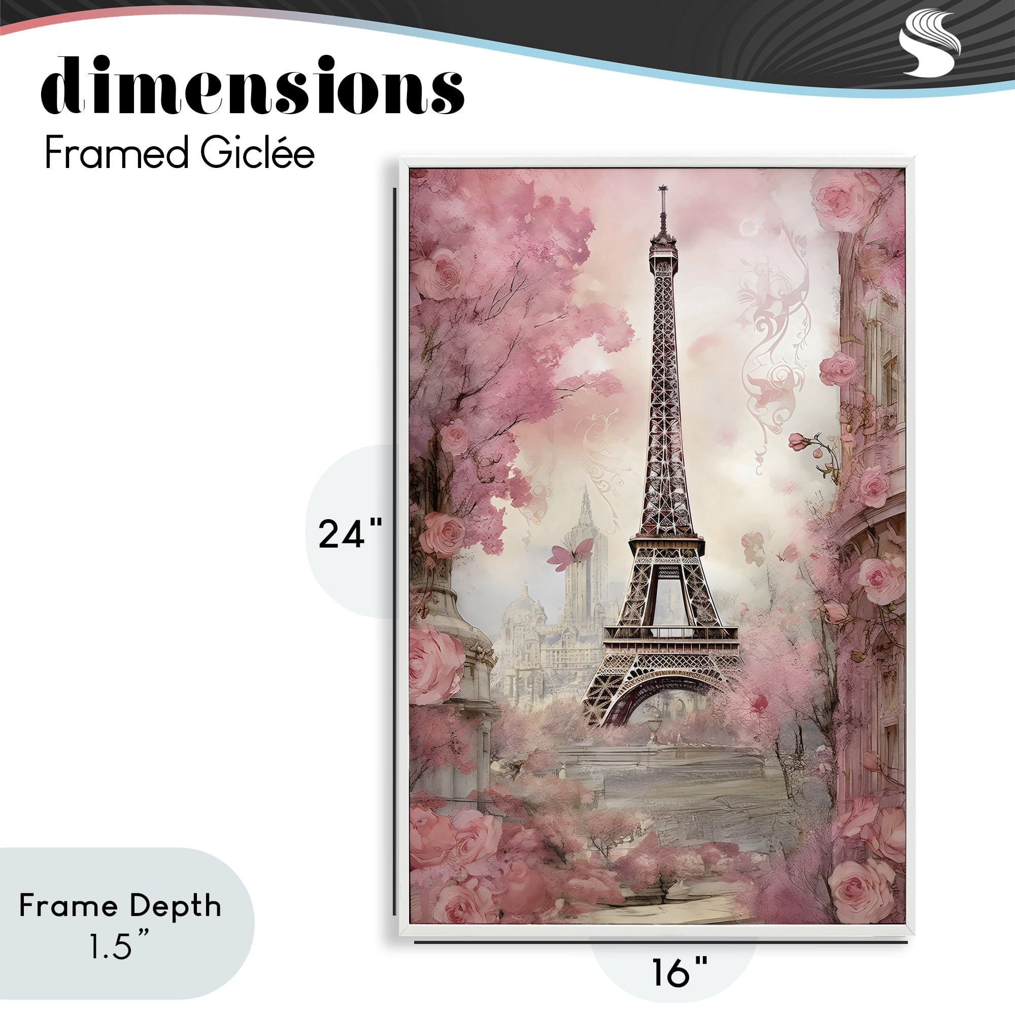 Stupell Industries Paris City View in Bloom White Framed Giclee Art, design by Creative Studio