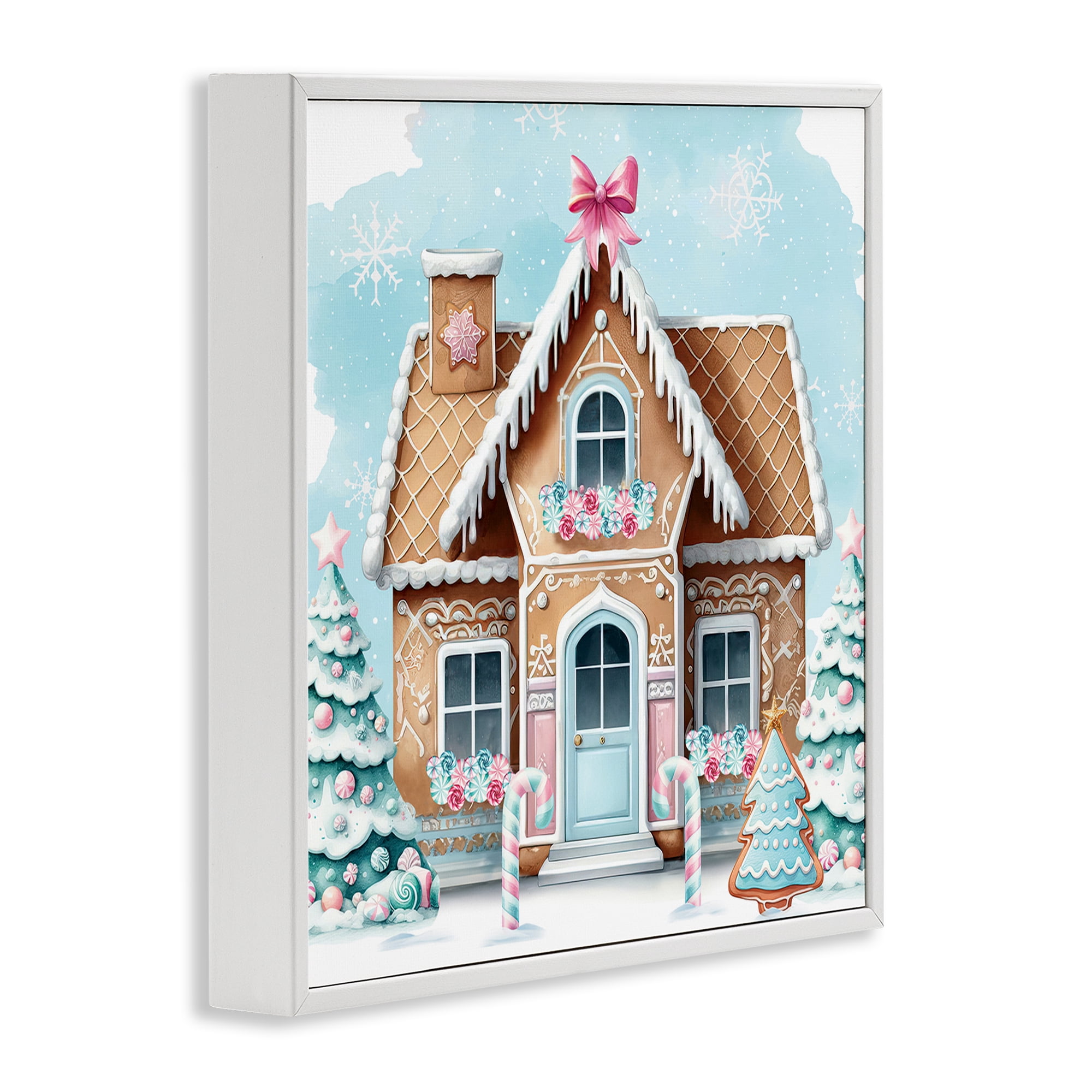 Stupell Industries Fancy Gingerbread House Holiday Painting White Framed Art Prints Wall Art, 12 x 12