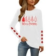 thumbnail image 5 of Hvot&aat Christmas Shirts for Women Merry Christmas Printed Pullover T-Shirt Crewneck Long Sleeve Vacation Tunics Tops, 5 of 7