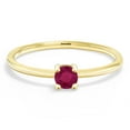 thumbnail image 2 of Gem Stone King 10K Yellow Gold Red Ruby Solitaire Engagement Ring for Women (0.22 Cttw, Round 3.5MM, Gemstone July Birthstone, Size 5), 2 of 6