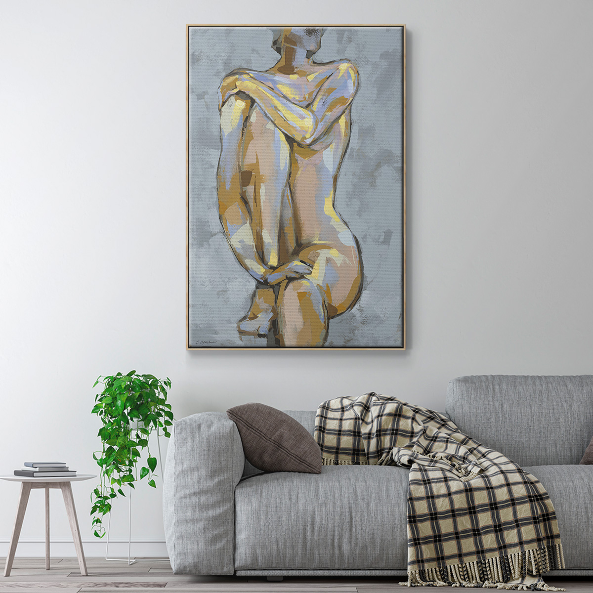 Grey Maiden I Framed Premium Gallery Wrapped Canvas - Ready to Hang - 25 x 37 - Natural Wood Floating Frame