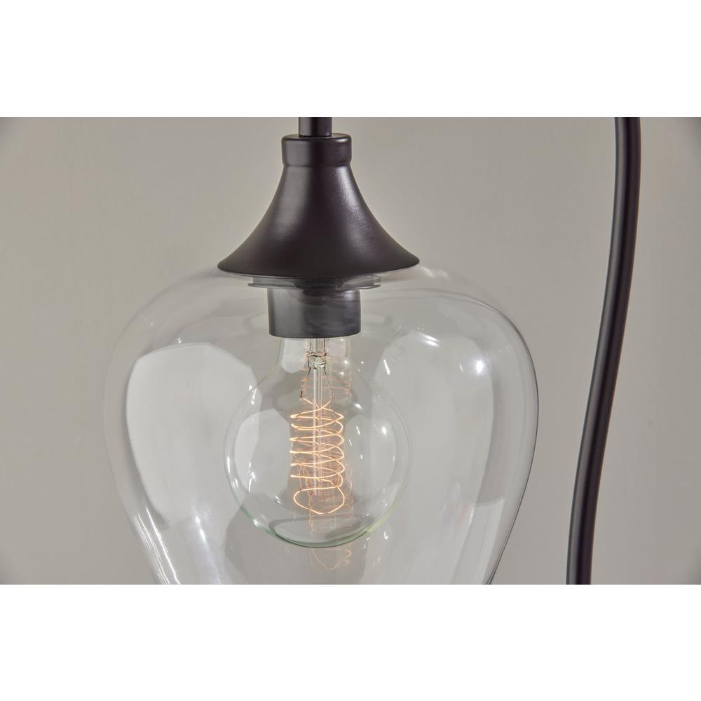 Adesso Bradford Desk Lamp, Dark Bronze, Clear Glass with Metal Rim Shade