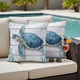 thumbnail image 2 of Outdoor Pillow Cover Blue Turtle Seaweed Set of 2 Waterproof Throw Pillowcases White Wood Grain Decorative Patio Furniture Pillows for Couch Garden Indoor & Outdoor Use, 2 of 9